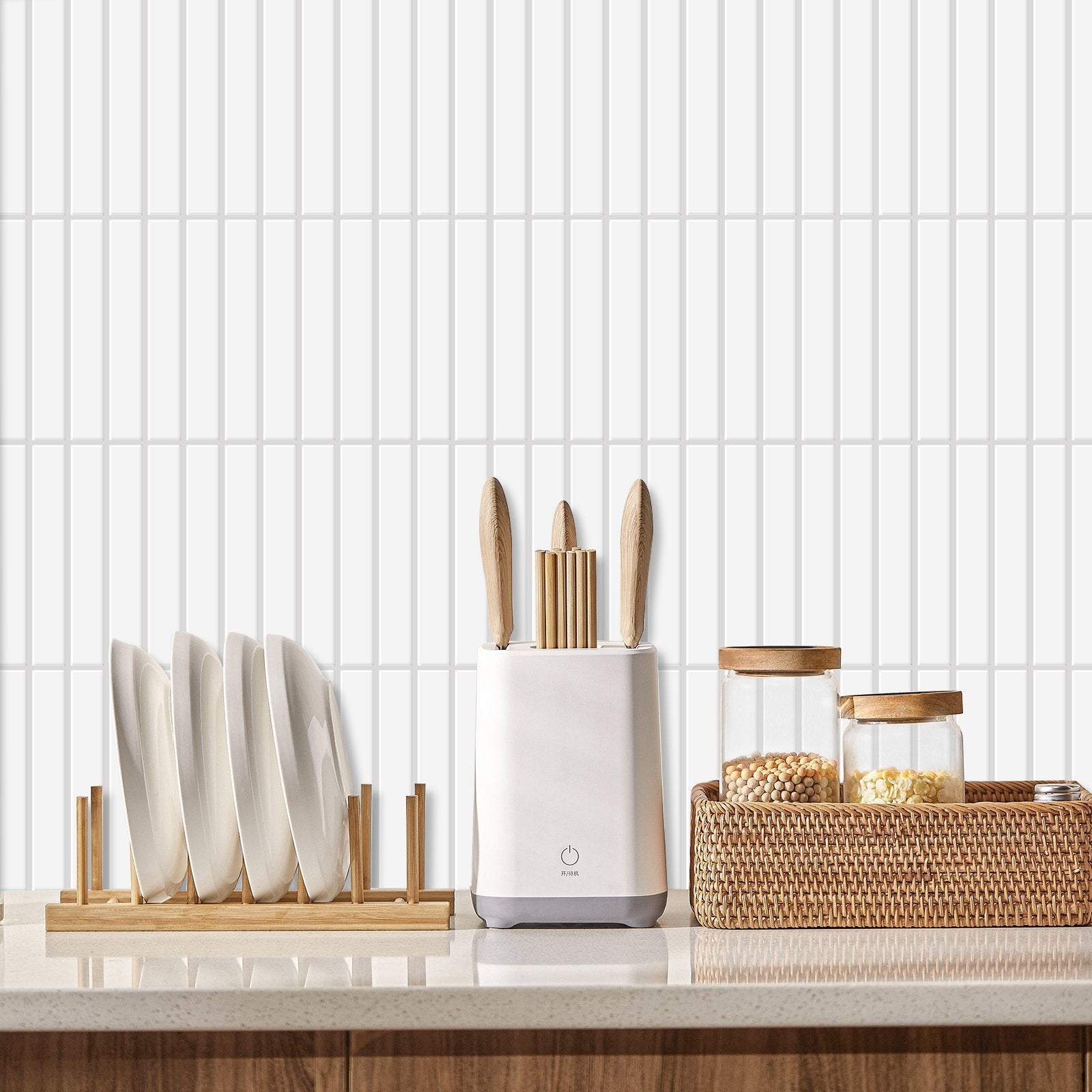 1.2mm Peel and Stick Gray Frame Line Rectangle Small Size Wall Tiles Home Decor Kitchen T80551 by Vivid Tiles | Souqify