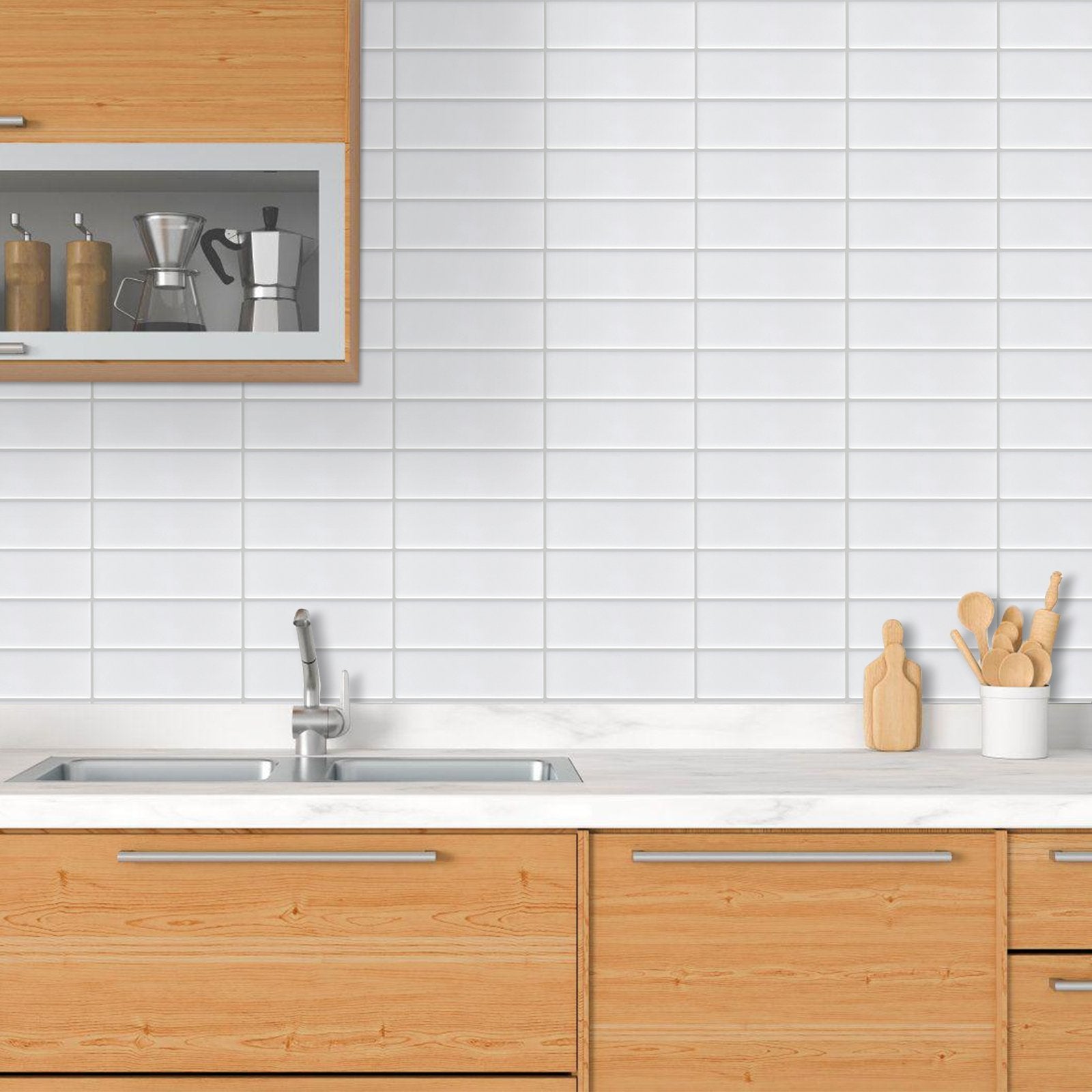 1.2mm Peel and Stick Gray Frame Rectangular Wall Tiles Home Decor Kitchen T80772 by Vivid Tiles | Souqify