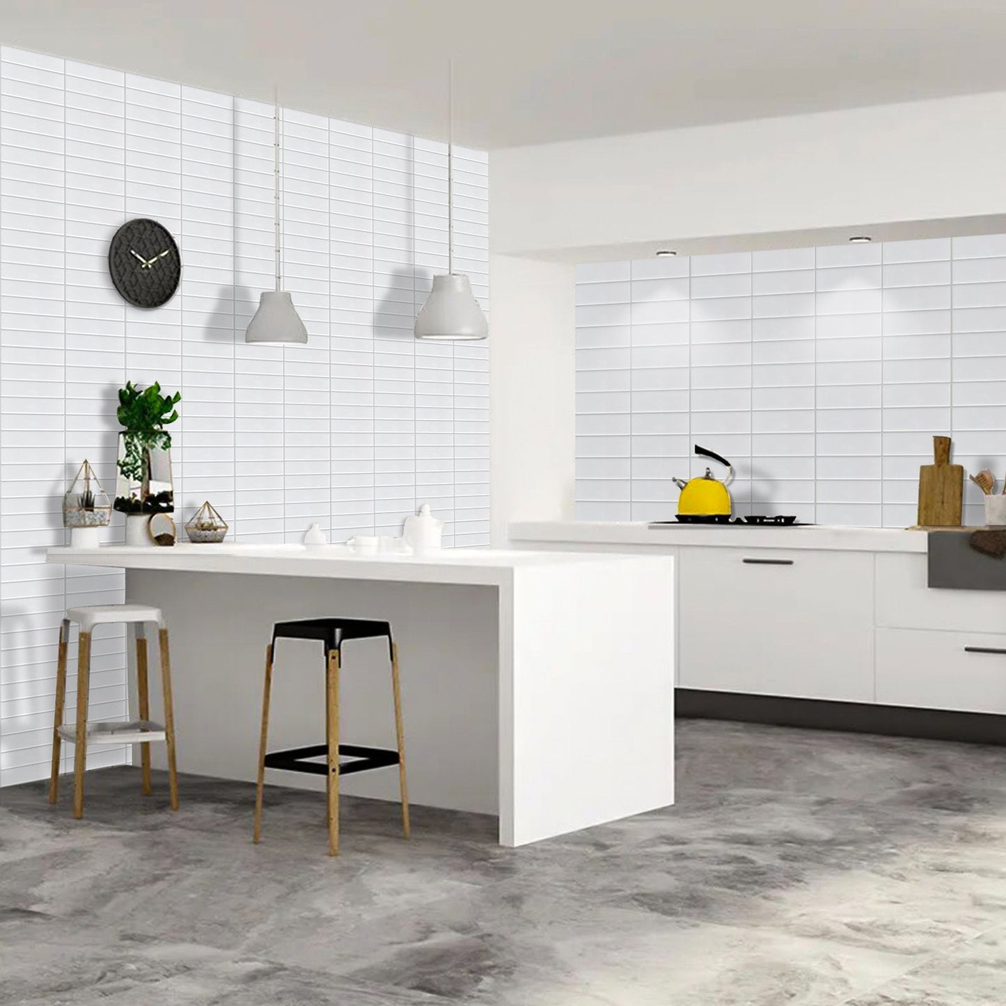 1.2mm Peel and Stick Gray Frame Rectangular Wall Tiles Home Decor Kitchen T80772 by Vivid Tiles | Souqify