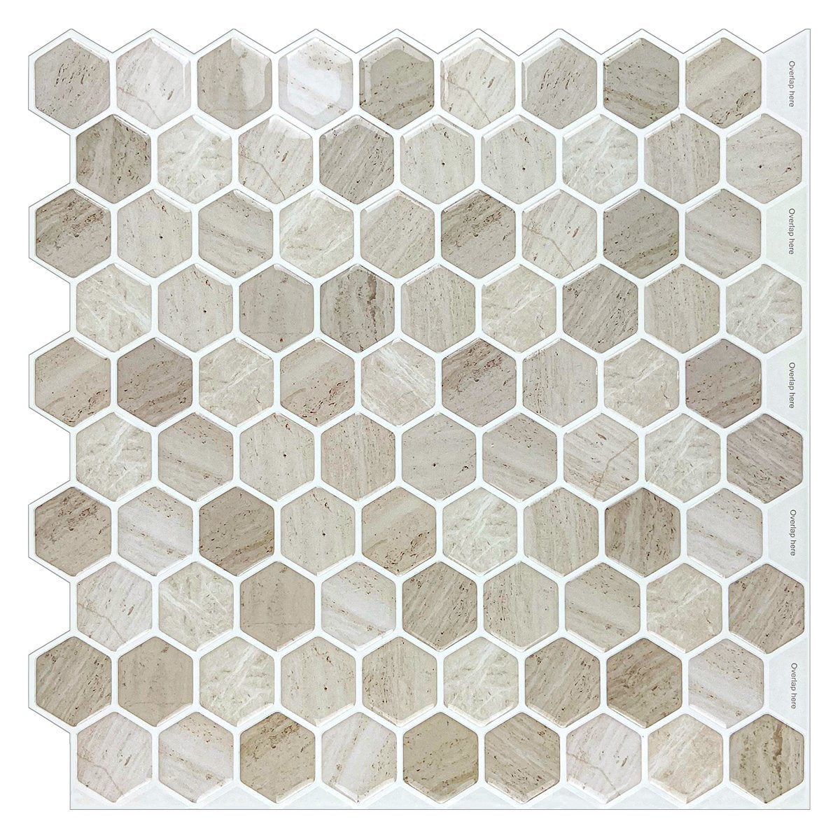 1.2mm Peel and Stick Hexagon Light Coffee Wall Tiles Home Decor Bathroom Living Room T80022 by Vivid Tiles | Souqify