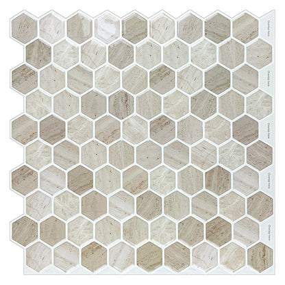 1.2mm Peel and Stick Hexagon Light Coffee Wall Tiles Home Decor Bathroom Living Room T80022 by Vivid Tiles | Souqify
