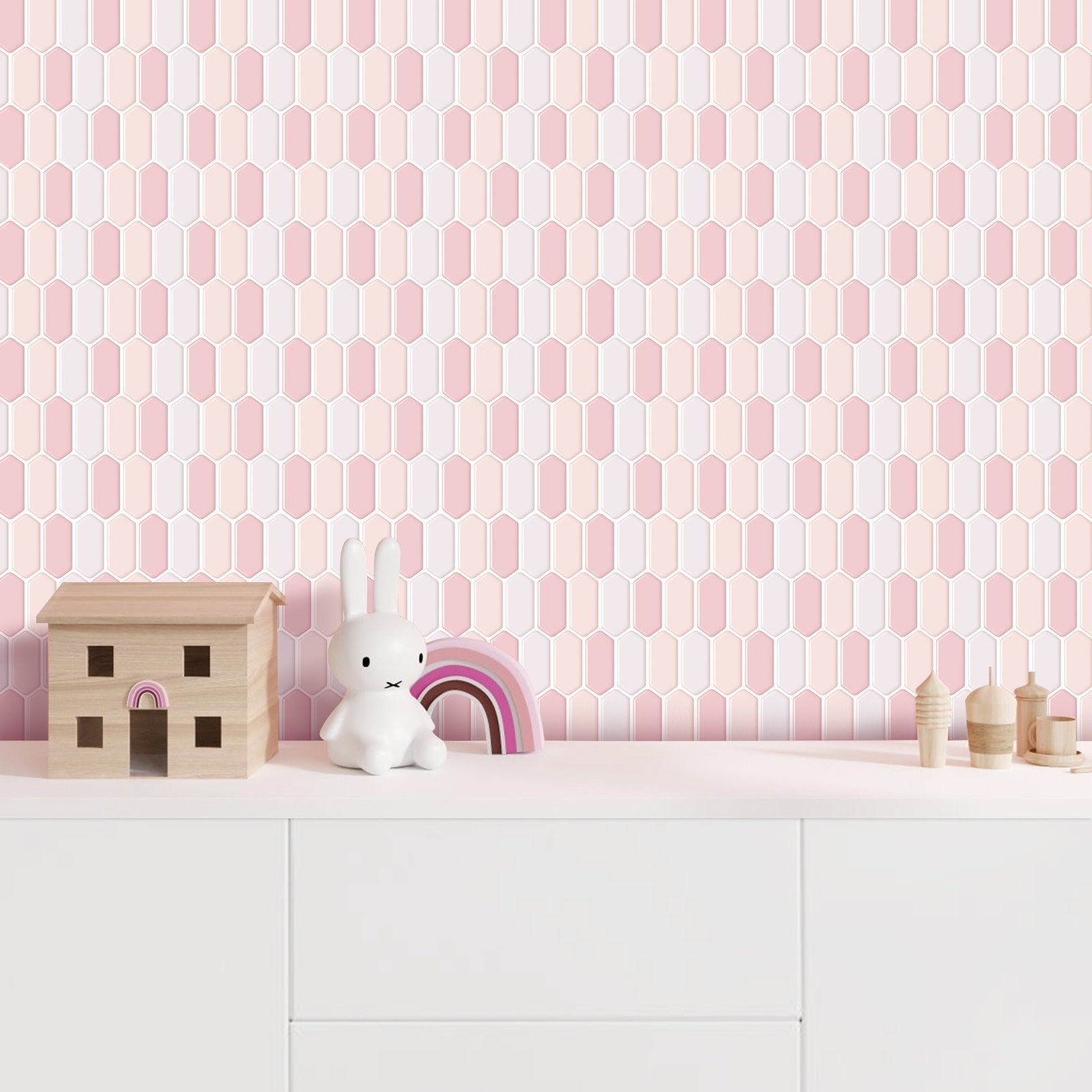 1.2mm Peel and Stick Hexagon PinkWall Tiles Home Decor Kitchen T80309 by Vivid Tiles | Souqify