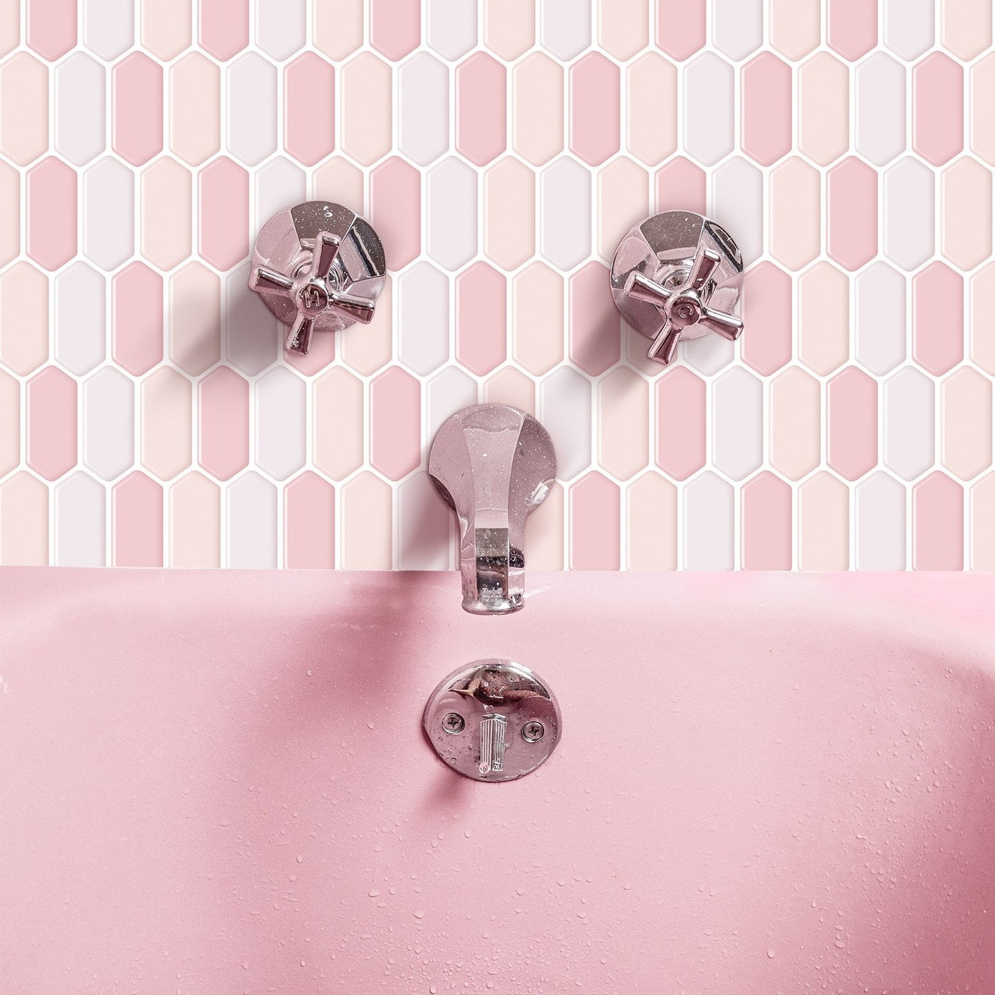 1.2mm Peel and Stick Hexagon PinkWall Tiles Home Decor Kitchen T80309 by Vivid Tiles | Souqify