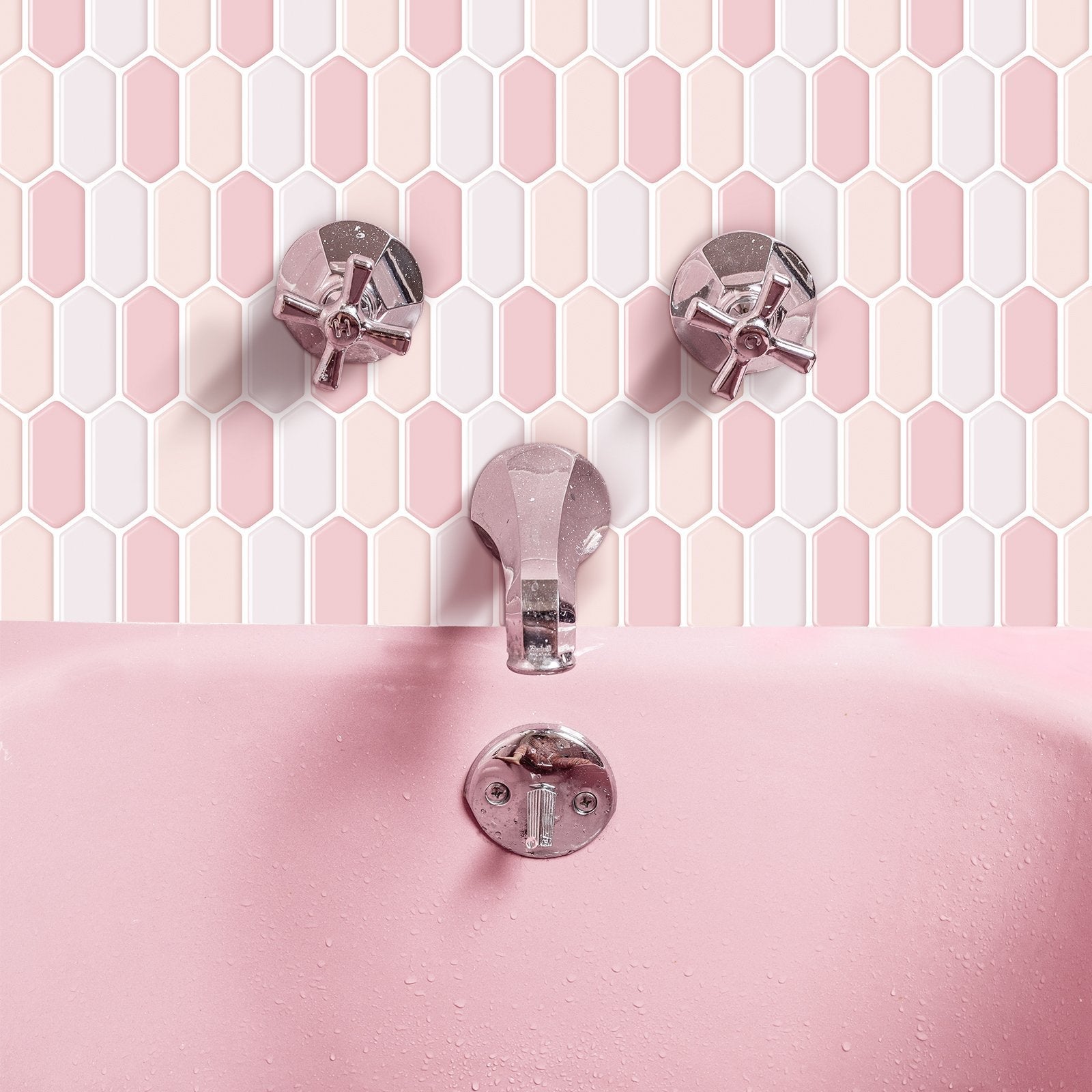 1.2mm Peel and Stick Hexagon PinkWall Tiles Home Decor Kitchen T80309 by Vivid Tiles | Souqify