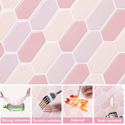 1.2mm Peel and Stick Hexagon PinkWall Tiles Home Decor Kitchen T80309 by Vivid Tiles | Souqify