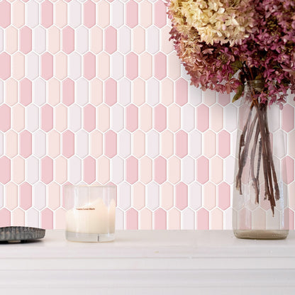 1.2mm Peel and Stick Hexagon PinkWall Tiles Home Decor Kitchen T80309 by Vivid Tiles | Souqify