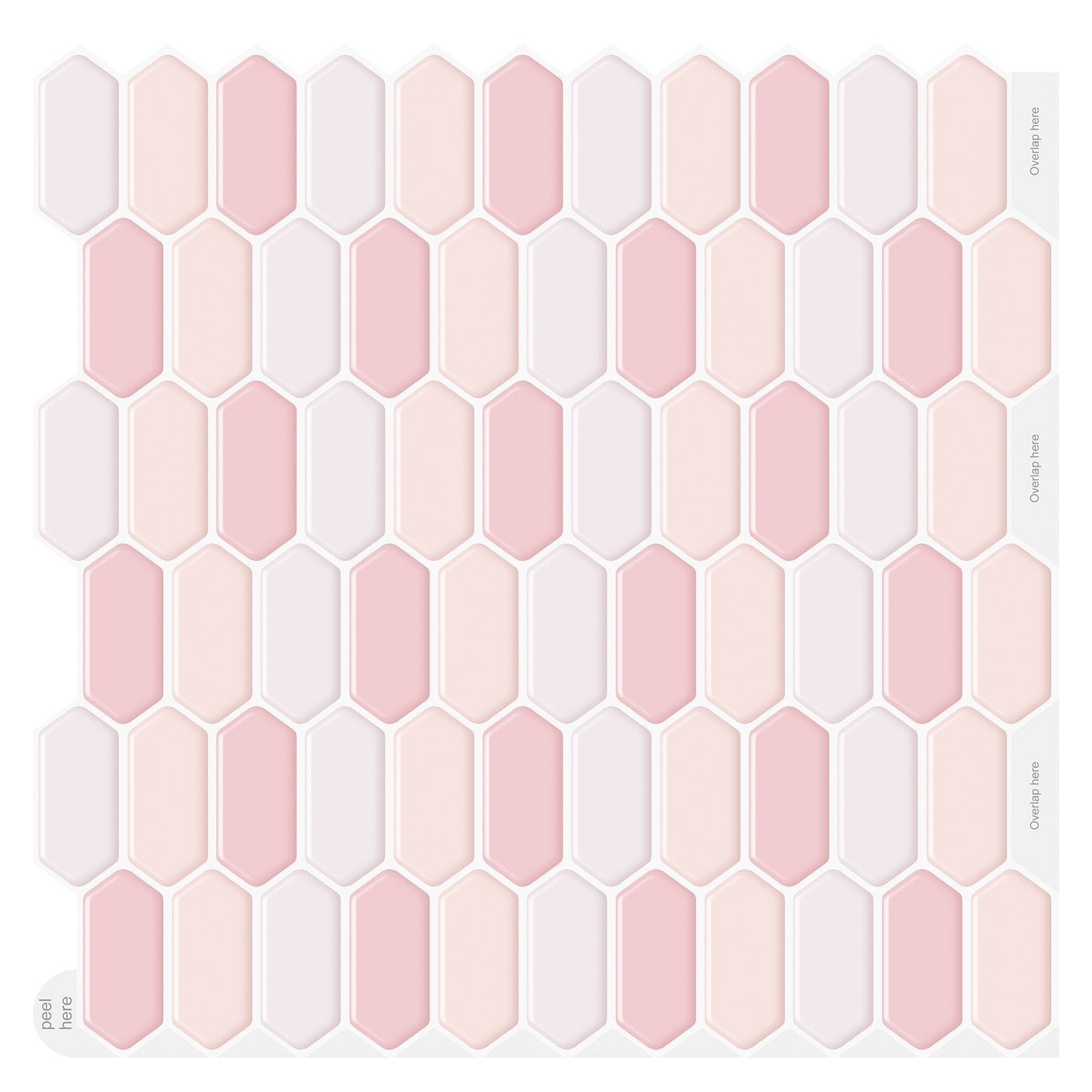 1.2mm Peel and Stick Hexagon PinkWall Tiles Home Decor Kitchen T80309 by Vivid Tiles | Souqify