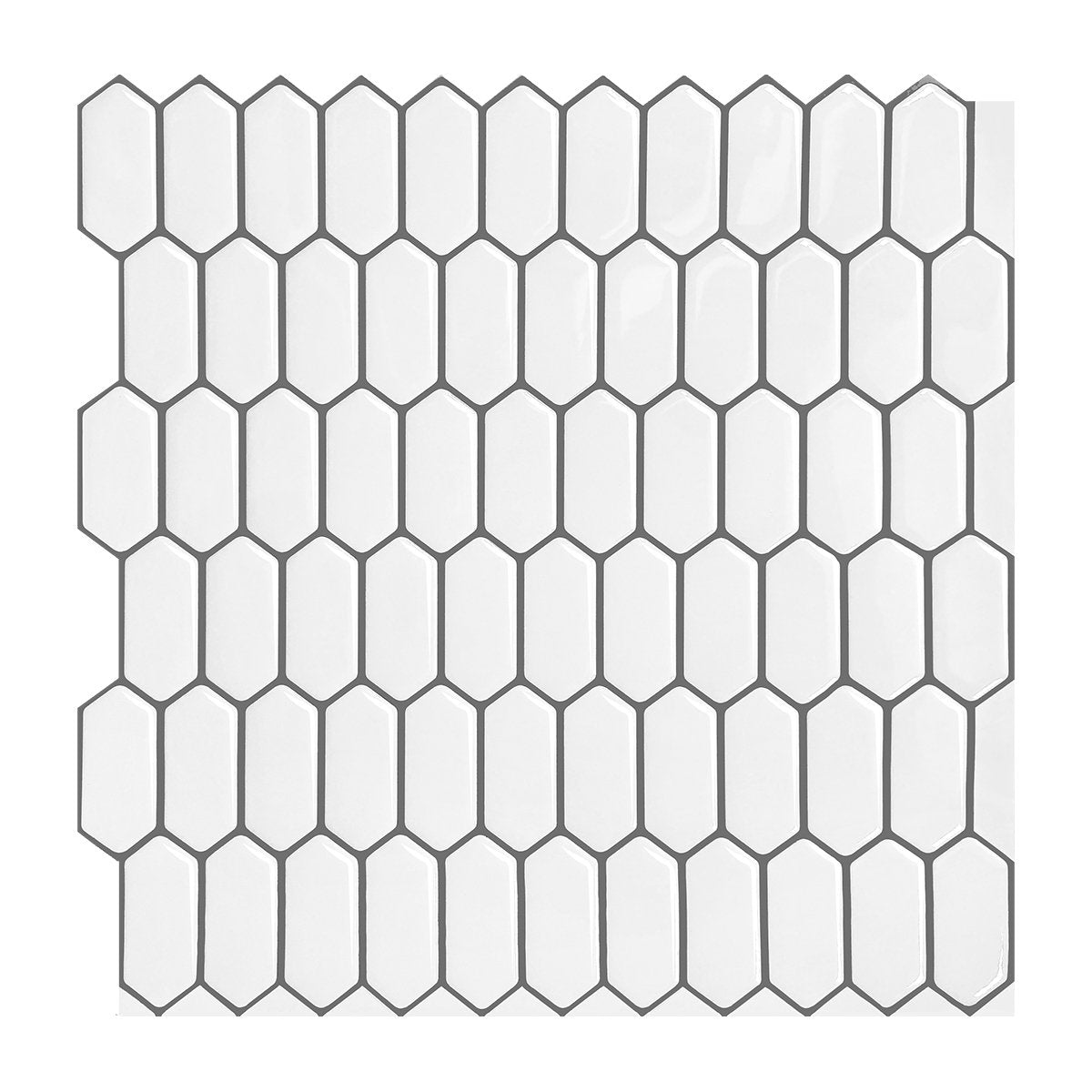 1.2mm Peel and Stick Hexagon White Gray Frame Line Wall Tiles Home Decor Kitchen T80304 by Vivid Tiles | Souqify