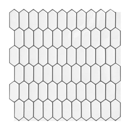 1.2mm Peel and Stick Hexagon White Gray Frame Line Wall Tiles Home Decor Kitchen T80304 by Vivid Tiles | Souqify