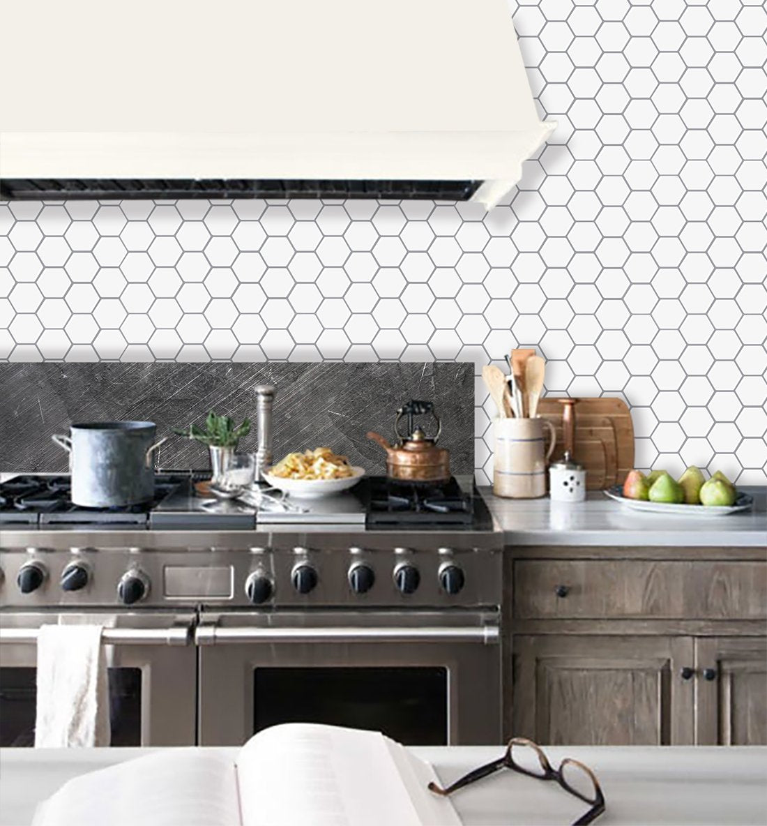 1.2mm Peel and Stick Hexagon White Small Wall Tiles Home Decor Bathroom Living Room T80019 by Vivid Tiles | Souqify