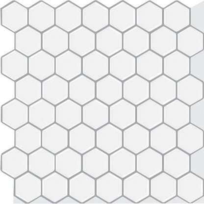 1.2mm Peel and Stick Hexagon White Small Wall Tiles Home Decor Bathroom Living Room T80019 by Vivid Tiles | Souqify
