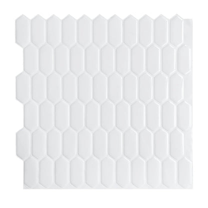 1.2mm Peel and Stick Hexagon White Wall Tiles Home Decor Kitchen T80303 by Vivid Tiles | Souqify