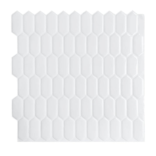 1.2mm Peel and Stick Hexagon White Wall Tiles Home Decor Kitchen T80303 by Vivid Tiles | Souqify