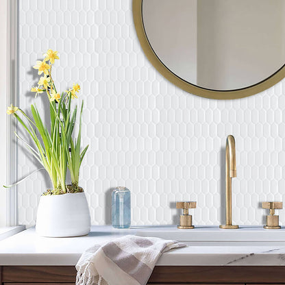 1.2mm Peel and Stick Hexagon White Wall Tiles Home Decor Kitchen T80303 by Vivid Tiles | Souqify