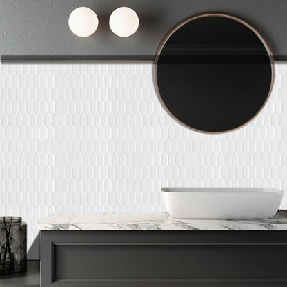 1.2mm Peel and Stick Hexagon White Wall Tiles Home Decor Kitchen T80303 by Vivid Tiles | Souqify