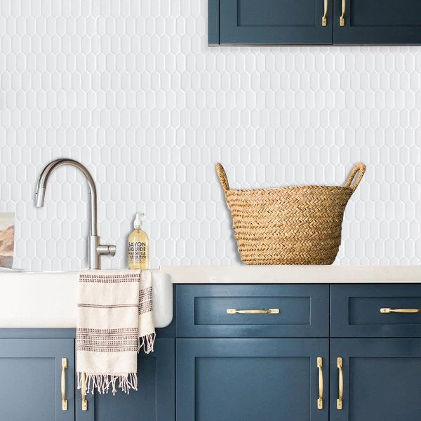 1.2mm Peel and Stick Hexagon White Wall Tiles Home Decor Kitchen T80303 by Vivid Tiles | Souqify