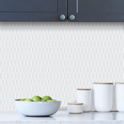 1.2mm Peel and Stick Hexagon White Wall Tiles Home Decor Kitchen T80303 by Vivid Tiles | Souqify
