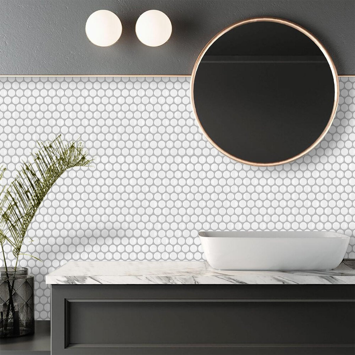 1.2mm Peel and Stick White Dot Wall Tiles Home Decor Bathroom Living Room T80407 by Vivid Tiles | Souqify