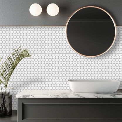 1.2mm Peel and Stick White Dot Wall Tiles Home Decor Bathroom Living Room T80407 by Vivid Tiles | Souqify