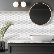 1.2mm Peel and Stick White Dot Wall Tiles Home Decor Bathroom Living Room T80407 by Vivid Tiles | Souqify