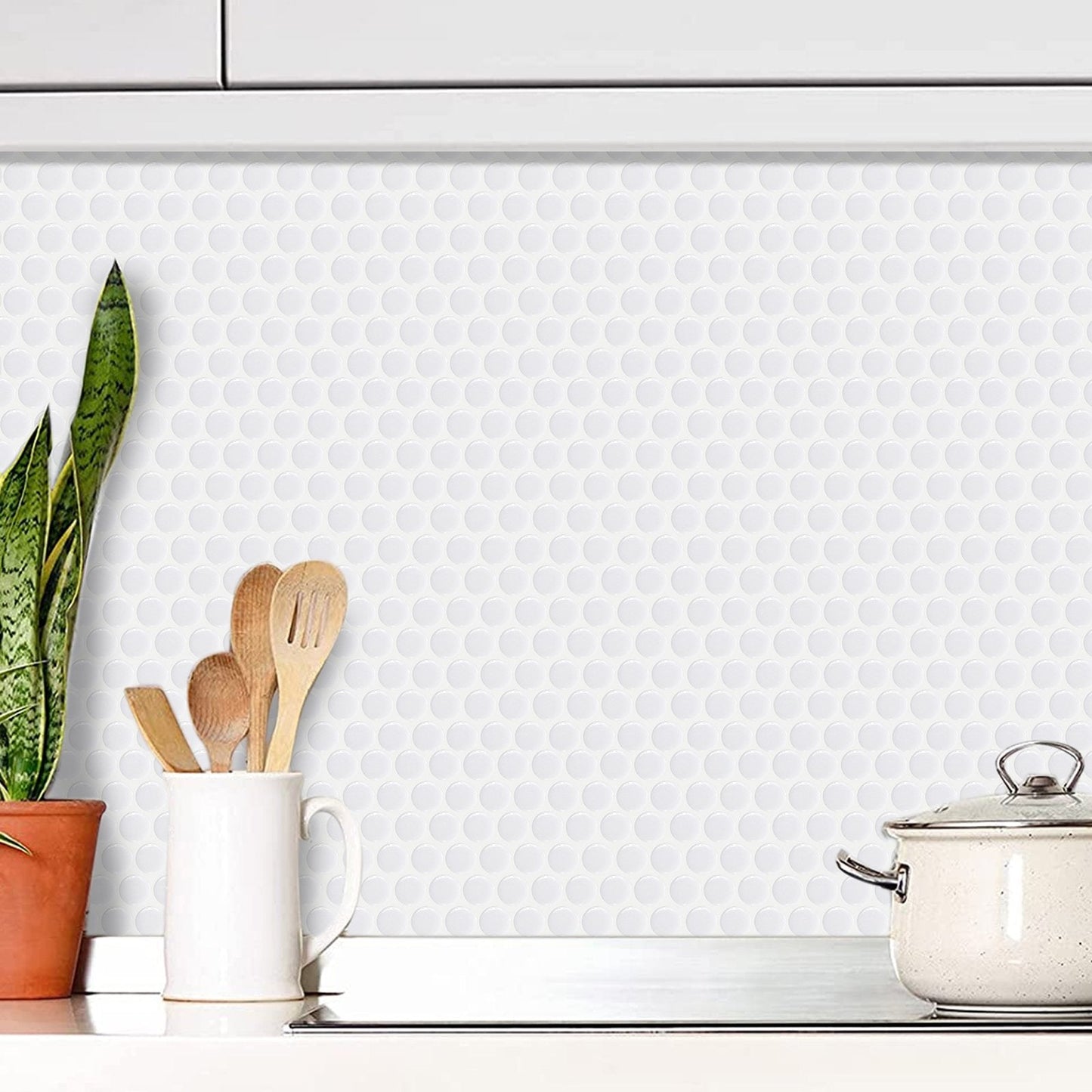 1.2mm Peel and Stick White Dot Wall Tiles Home Decor Kitchen T80416 by Vivid Tiles | Souqify