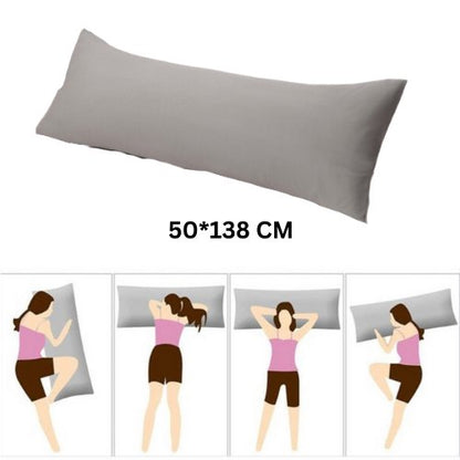 1 Piece Long Body Pillow Case, Plain Coint Grey Color.