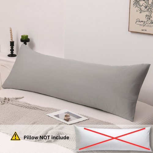 1 Piece Long Body Pillow Case, Plain Coint Grey Color.