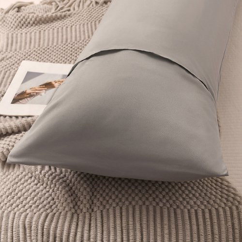 1 Piece Long Body Pillow Case, Plain Coint Grey Color.