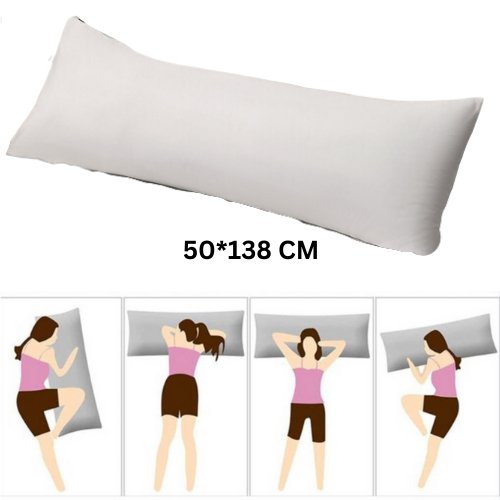 1 Piece Long Body Pillow Case, Plain White Color.