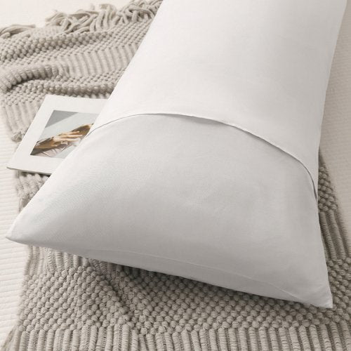 1 Piece Long Body Pillow Case, Plain White Color.