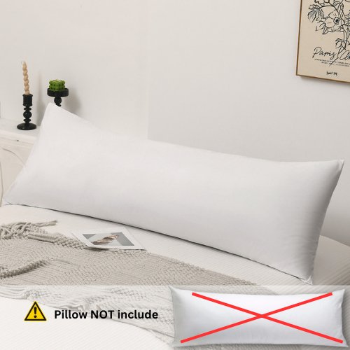 1 Piece Long Body Pillow Case, Plain White Color.