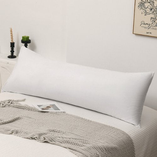 1 Piece Long Body Pillow Case, Plain White Color.