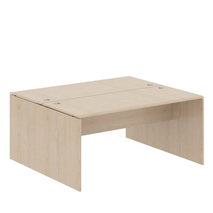 RECTANGULAR SHAPE CLUSTER OF 02 WORKSTATION, MADE IN E1 LAMINATE CHIPBOPARD, WITH WOODEN MODESTY PANEL AND LEGS