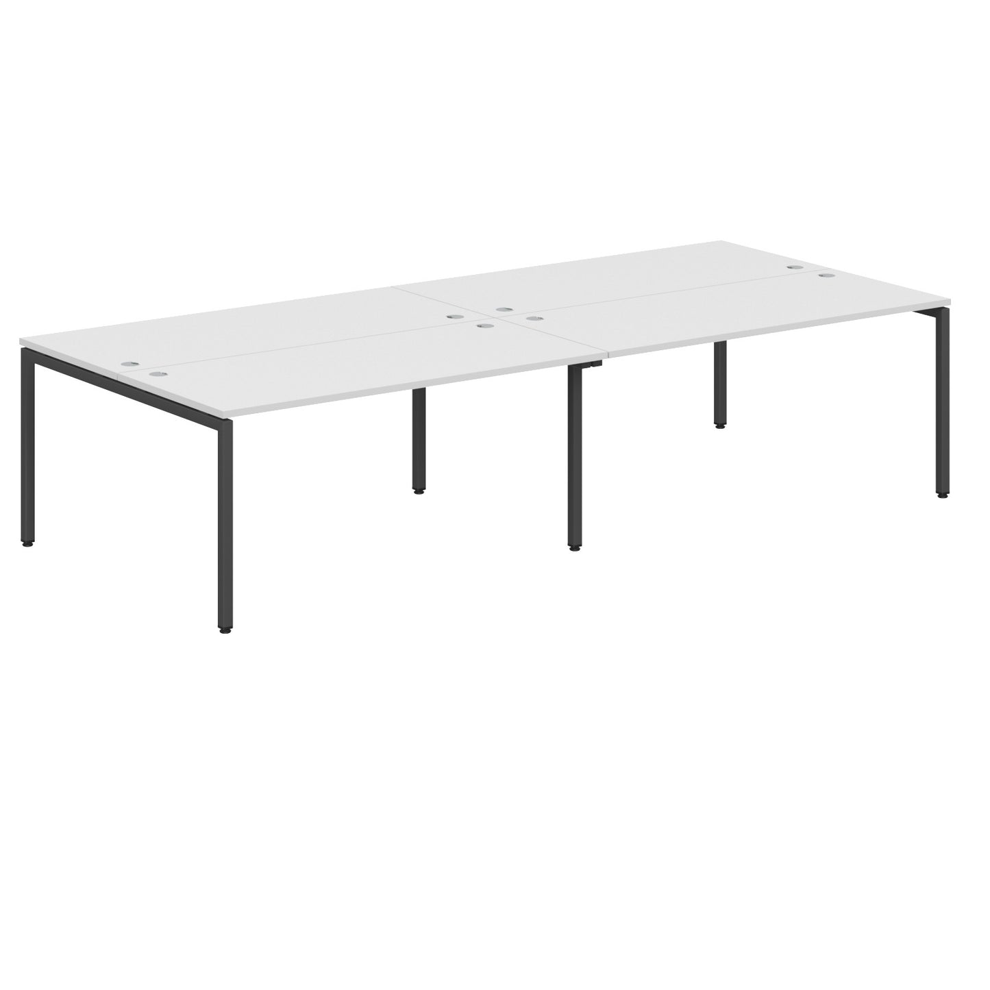 RECTANGULAR SHAPE CLUSTER OF 04 WORKSTATION MADE IN 25MM MFC TOP, E1 LAMINATE CHIPBOARD WITH WOODEN MODESTY PANEL 40X40MM METAL U SHAPE FRAMES