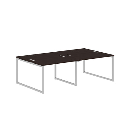 RECTANGULAR SHAPE CLUSTER OF 04 WORKSTATION MADE IN 25MM MFC TOP, E1 LAMINATE CHIPBOARD WITH WOODEN MODESTY PANEL 40X40MM METAL O SHAPE FRAMES