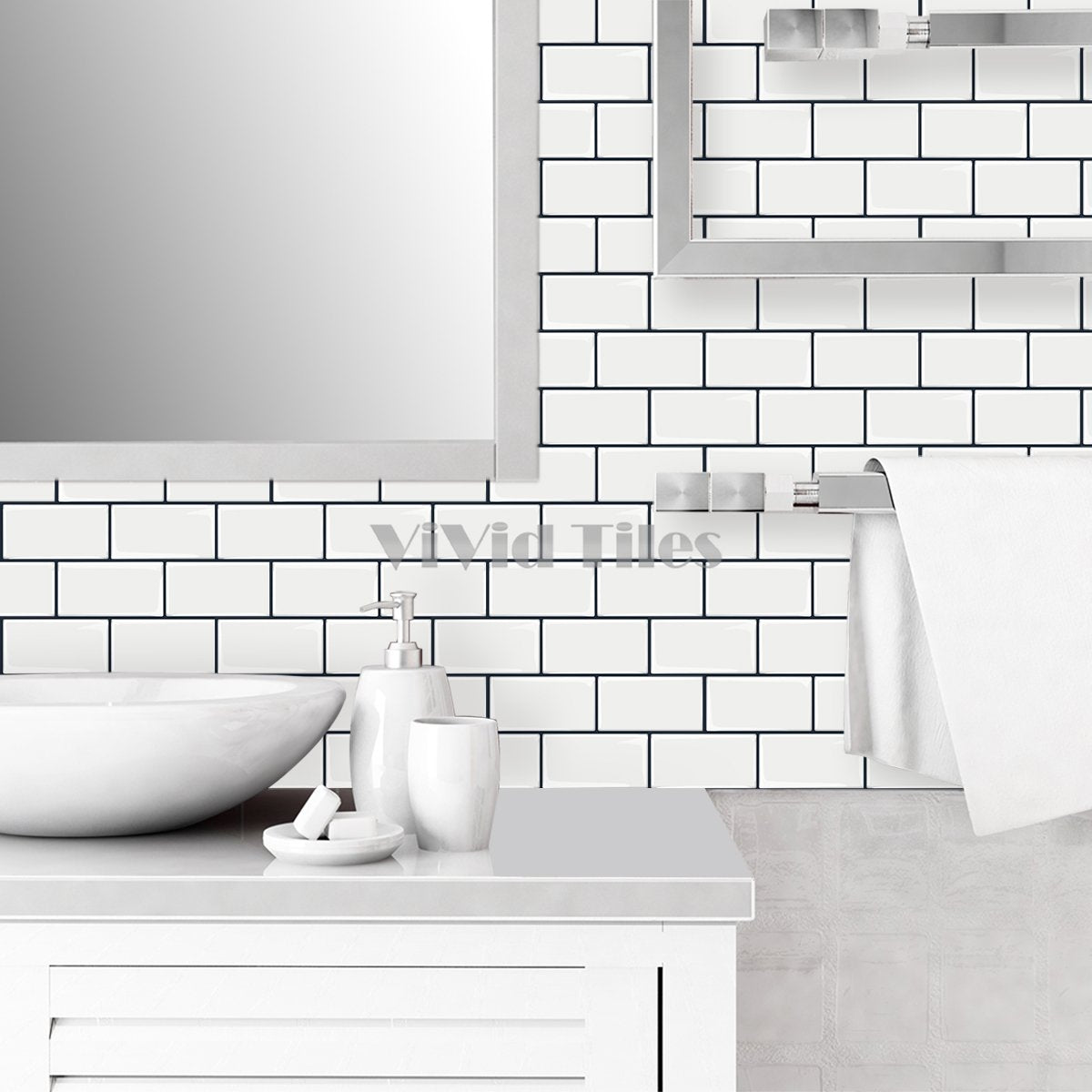 12.6*10.6 Inch White Color Brick PET Tile VP200 by Vivid Tiles | Souqify