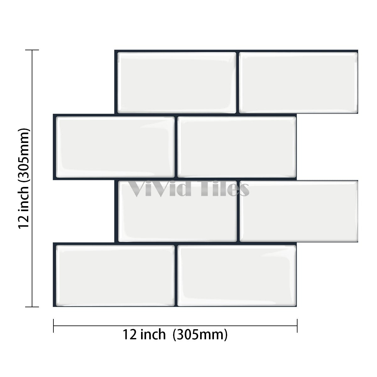 12.6*10.6 Inch White Color Brick PET Tile VP200 by Vivid Tiles | Souqify