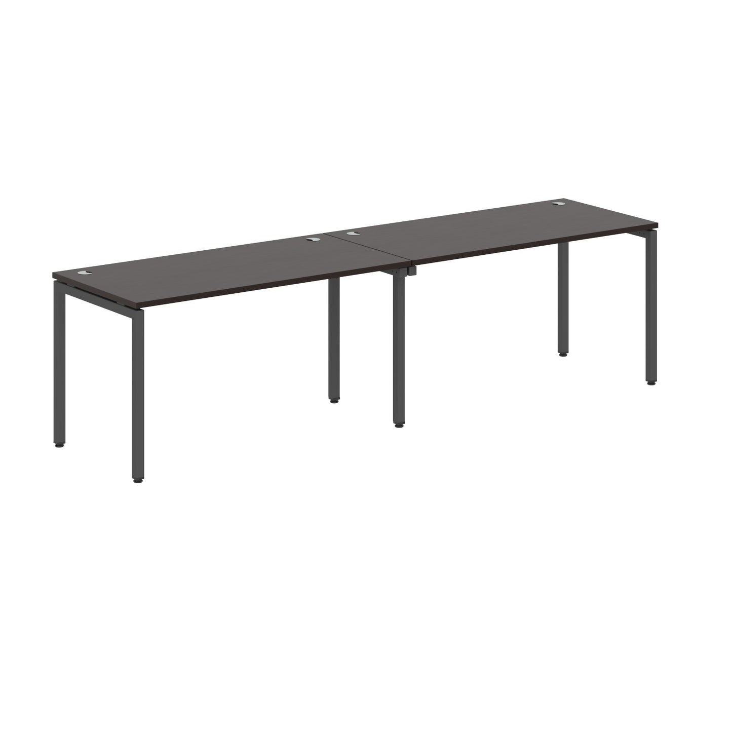 RECTANGULAR SHAPE CLUSTER OF 02 WORKSTATION MADE IN 25MM MFC TOP, E1 LAMINATE CHIPBOARD WITH WOODEN MODESTY PANEL 40X40MM METAL U SHAPE FRAMES