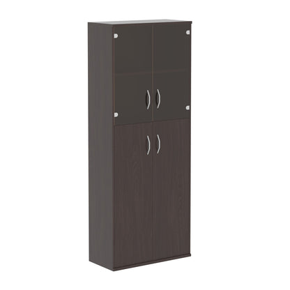 FULL HEIGHT CABINET, MADE IN E1 LAMINATE CHIPBOARD, WITH UPPER GLASS AND WOODEN SWING DOORS