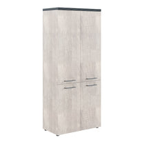 HIGH EXECUTIVE FULL HEIGHT CABINET MADE IN E1 LAMINATE CHIPBOARD WITH WOODEN SWING DOOR AND GLOSSY ACRYLIC 3D 2MM EDGES