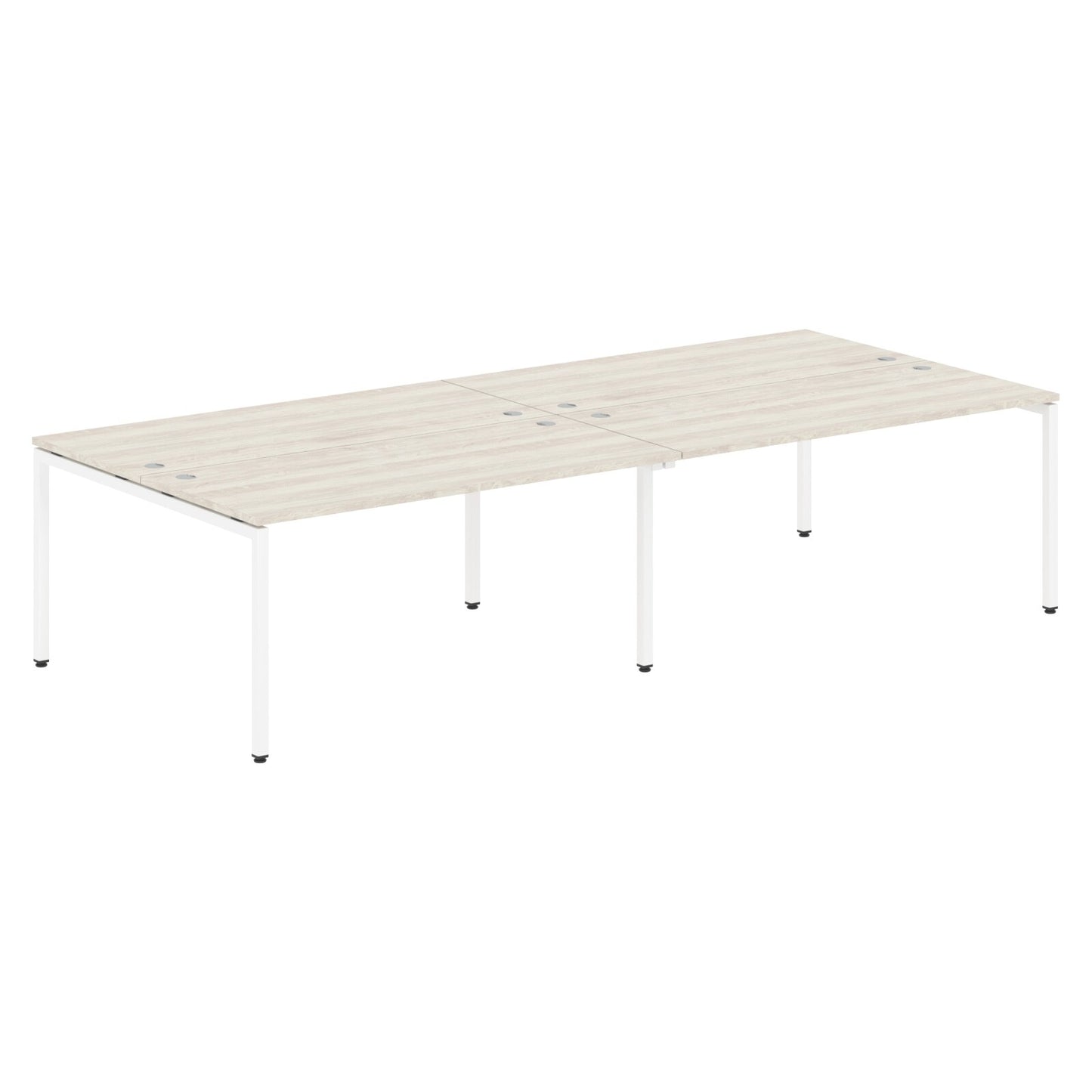 RECTANGULAR SHAPE CLUSTER OF 04 WORKSTATION MADE IN 25MM MFC TOP, E1 LAMINATE CHIPBOARD WITH WOODEN MODESTY PANEL 40X40MM METAL U SHAPE FRAMES