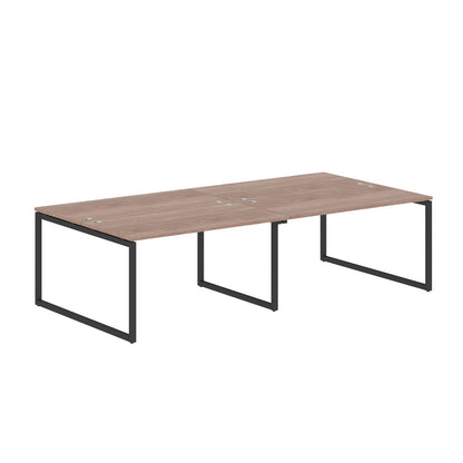 RECTANGULAR SHAPE CLUSTER OF 04 WORKSTATION MADE IN 25MM MFC TOP, E1 LAMINATE CHIPBOARD WITH WOODEN MODESTY PANEL 40X40MM METAL O SHAPE FRAMES