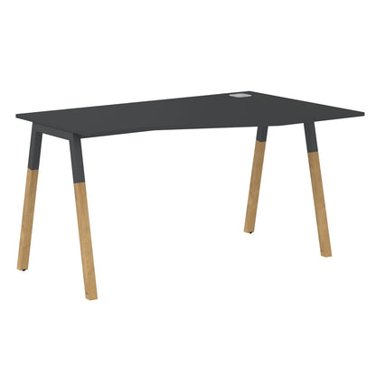 EXECUTIVE MODERN DESIGN L SHAPE DESK, MADE IN E1 LAMINATE CHIPBOPARD, WITH SLANTED SHAPE METAL/WOODEN LEGS