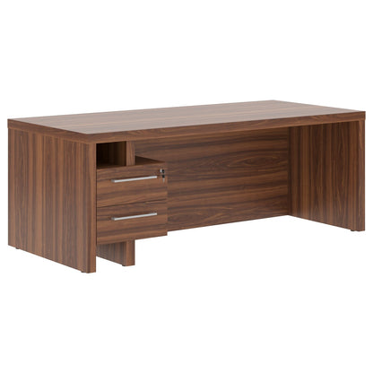 HIGH EXECUTIVE RECTANGULAR SHAPE DESK, MADE IN E1 LAMINATE CHIPBOARD, WITH FULL WOODEN MODESTY PANEL AND LEGS, INCLUDING WITH ATTACHED DRAWERS