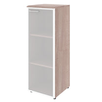 MEDIUM HEIGHT CABINET MADE IN E1 LAMINATE CHIPBOARD WITH GLASS SWING DOORS