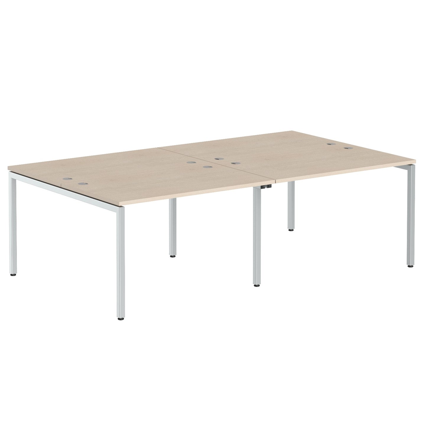 RECTANGULAR SHAPE CLUSTER OF 04 WORKSTATION MADE IN 25MM MFC TOP, E1 LAMINATE CHIPBOARD WITH WOODEN MODESTY PANEL 40X40MM METAL U SHAPE FRAMES
