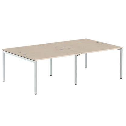 RECTANGULAR SHAPE CLUSTER OF 04 WORKSTATION MADE IN 25MM MFC TOP, E1 LAMINATE CHIPBOARD WITH WOODEN MODESTY PANEL 40X40MM METAL U SHAPE FRAMES