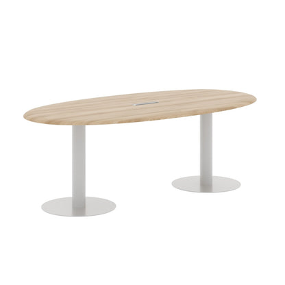 OVAL SHAPE MEETING TABLE, MADE IN E1 LAMINATE CHIPBOPARD, WITH METAL LEG