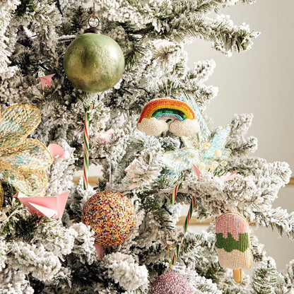 Bead and Sequin Embellished Glass Bauble - 10 cm