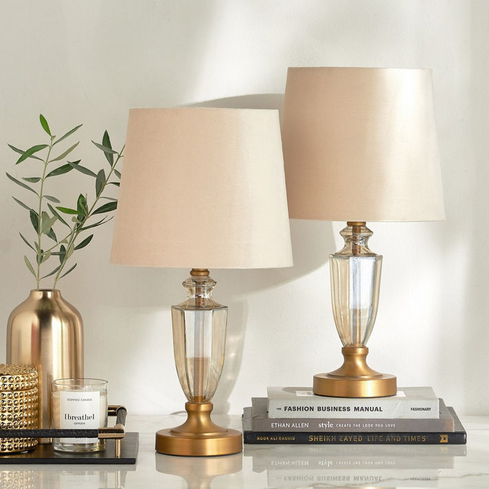 Lacenta 2-Piece Glass Table Lamp Set - 47 cm
